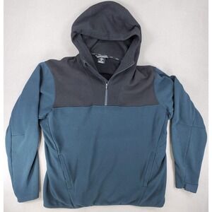 Kuhl‎ Freethinkr Anorak Sweater Mens XL Teal Black 1/4 Zip Long Sleeve Hoodie